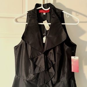 Donna Ricco Halter Silk Ruffle Front Shirt